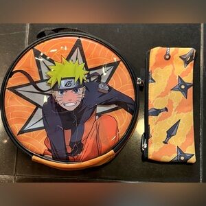 Naruto Anime Character Insulated Lunch Tote and Extra Bag Set - Orange and Black